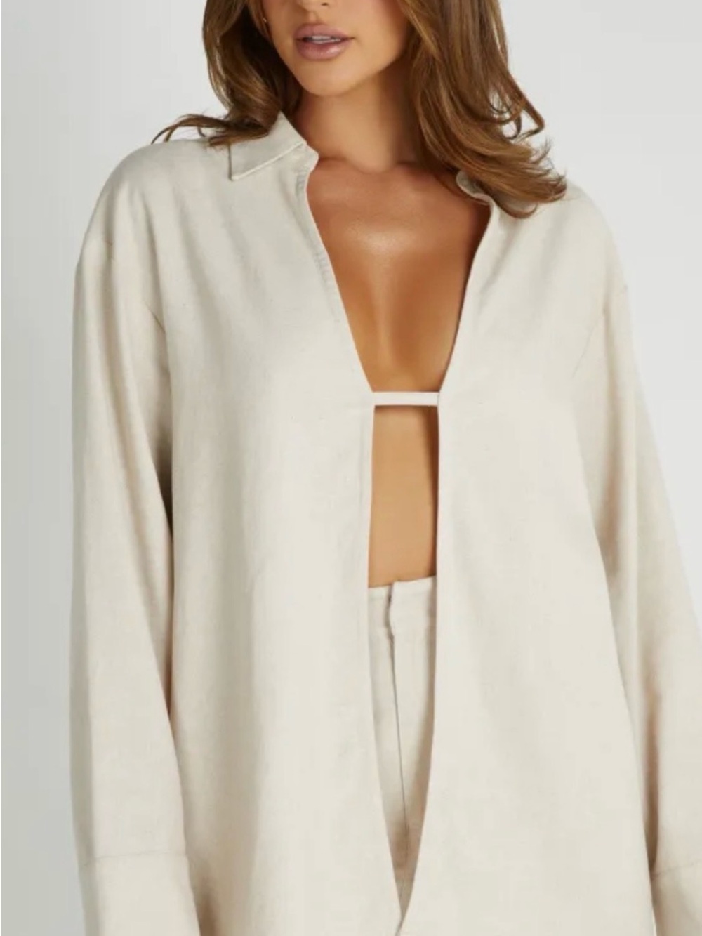 Meshki Tasha Oversized Linen Shirt - Natural - Size Small (NWOT)